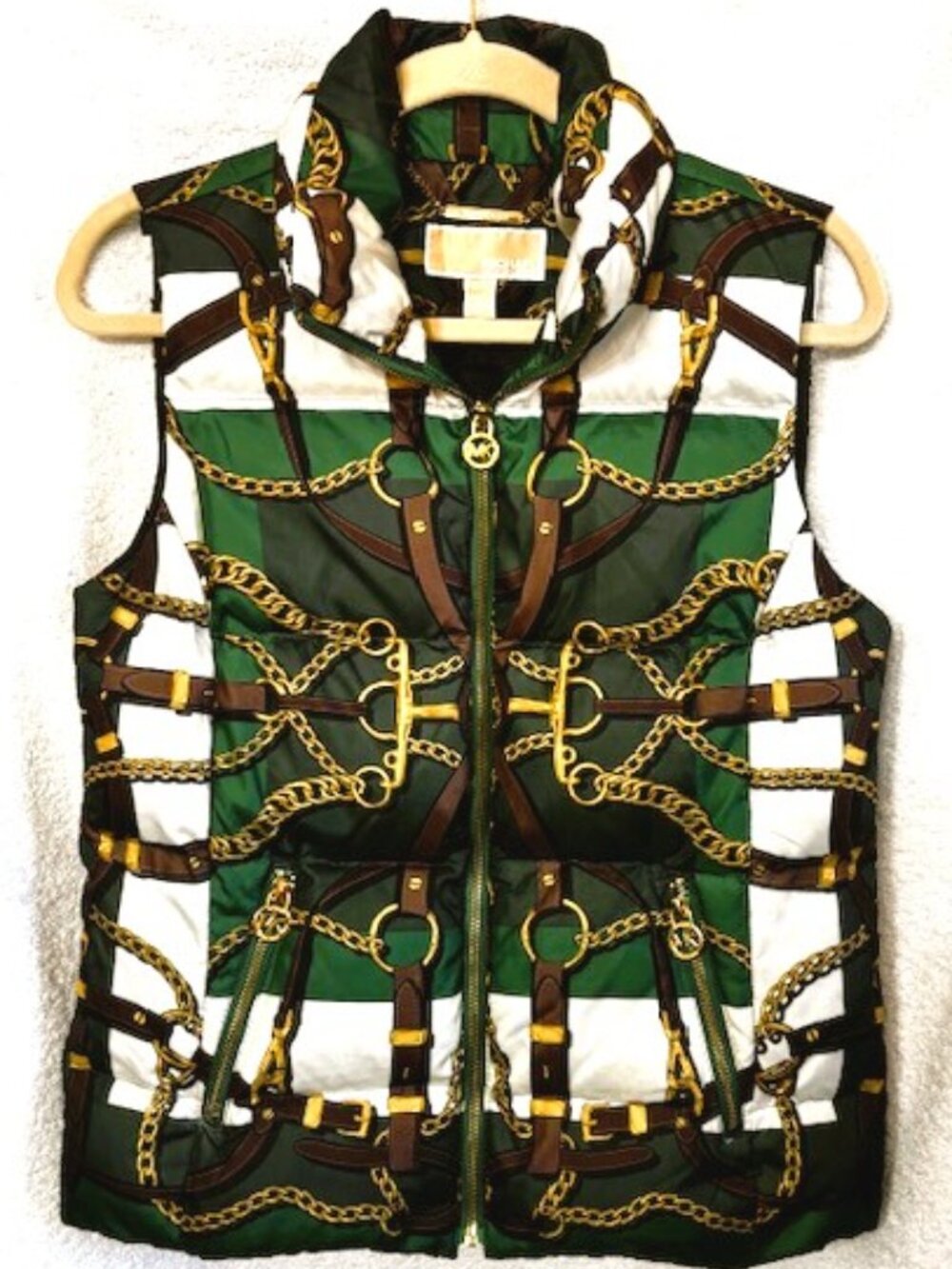 Michael Kors puffer down vest in Equestrian print Size M